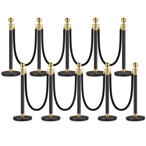 Coucheta Stanchion Posts with 2x5FT Velvet Ropes, Crowd Control Barrier Set for Queue, Party, Red Carpet, Grand Opening, Casino, Event Decorations - 1 of 4