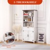 6-Tier Bookshelf with Doors and Drawer, 72" Tall Farmhouse Bookcase with Adjustable Shelves and Barn Door, Storage Cabinet Living Room - 4 of 4