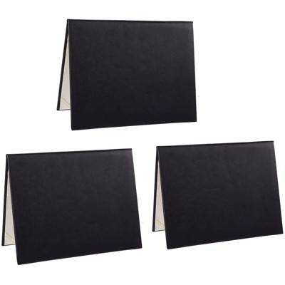 Juvale 3 Pack Certificate Holder Diploma Cover, Black Leather Document Frame Folder, 11.5 x 9 in