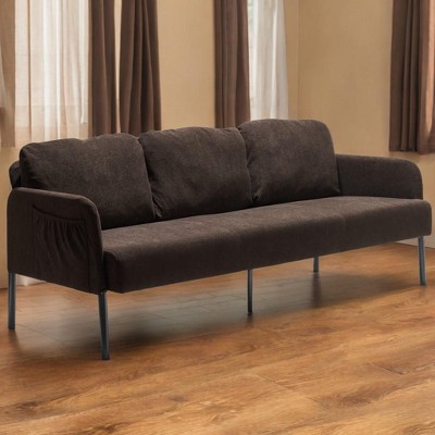 3 Seater Beige Polyester Fabric Sofa, Modern Upholstered Sofa, Comfy Small Couches for Small Space Living Room