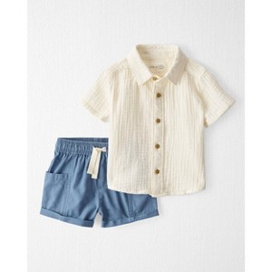 Little Planet by Carter's Organic Baby Boys' Woven Solid Coordinate Set - 1 of 4