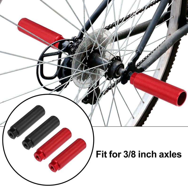 Unique Bargains Universal Aluminum Alloy BMX MTB Bike Bicycle Axle Rear Foot Pegs Footrests Fit 3/8" 2 Pairs, 2 of 8