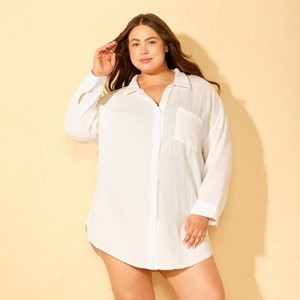 Women's Gauze Swim Cover Up Shirtdress - Shade & Shore™ - 1 of 3
