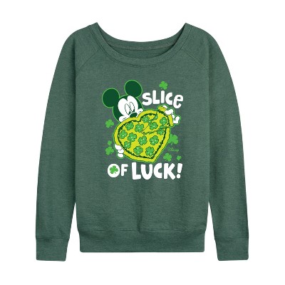 Women's - Disney - Slice Of Luck Lightweight French Terry Wide Neck Long Sleeve Shirt