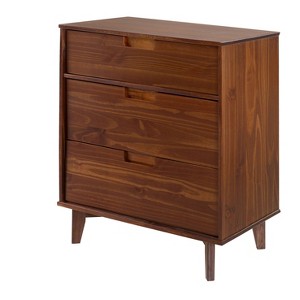 3 Drawer Mid Century Modern Wood Dresser Walnut - Saracina Home, Brown
