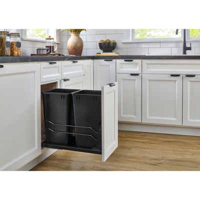 White Double Pull-Out Trash Can with Soft-Close Slides