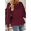 Coolmee Women's Fall Puff Sleeve Peplum Casual Slim Fit Knit Pullover Sweater Jumper Tops - 3 of 4