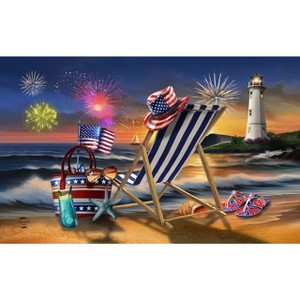 Briarwood Lane Doormat 30x18 Indoor Outdoor Oceanside Fireworks Doormat - 1 of 4