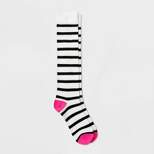 Women's Striped Knee High Socks - Xhilaration™ White/Black/Pink 4-10
