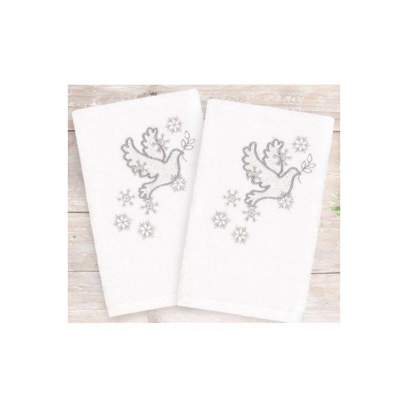 2pk Doves Holiday Hand Towel Set White - Linum Home Textiles, 1 of 5