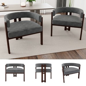MOONMISS Modern Accent Chair Chenille Upholstered Armchair with Open Back,2PCS - 1 of 4