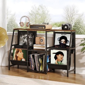 MOEPISY Vinyl Record Storage for 280 Albums, Media Shelf Cabinet, Wooden Stereo Cabinet, Media Stand Console - 1 of 4