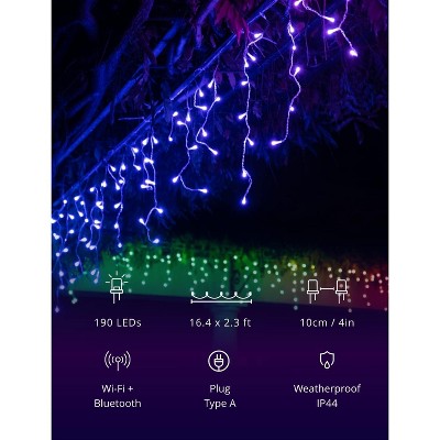 Twinkly Multicolor LED Icicle Lights with Clear Wire