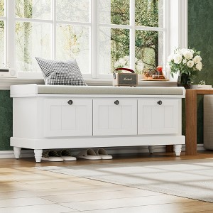 KTMBDW Shoe Storage Bench with Cushion, Elegant Entryway Bench with 3 Drawers and Hidden Compartment for Entryway, Living Room, Hallways - 1 of 4