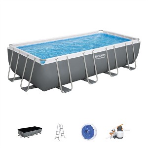 Bestway Power Steel Rectangular Above Ground Swimming Pool Set - 1 of 4