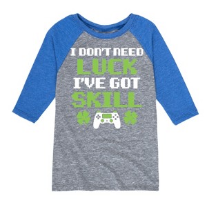 Boys' - Instant Message - St. Patrick's Day I Don't Need Luck, I've Got Skills Raglan Graphic T-Shirt - 1 of 3