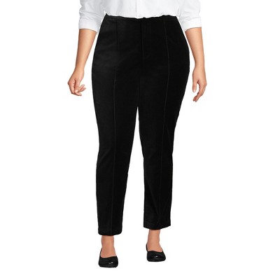 Lands' End Women's Velvet High Rise Pintuck Pencil Ankle Pants