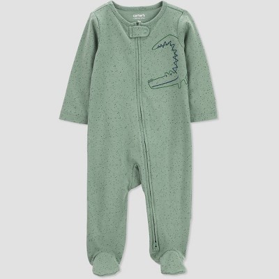 Carter's Just One You® Baby Boys' Alligator Footed Pajama - Olive Green Newborn