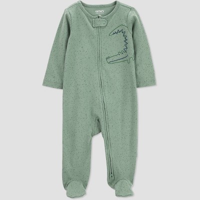 Image of Carter's Just One You® Baby Boys' Alligator Footed Pajama - Olive Green 6M
