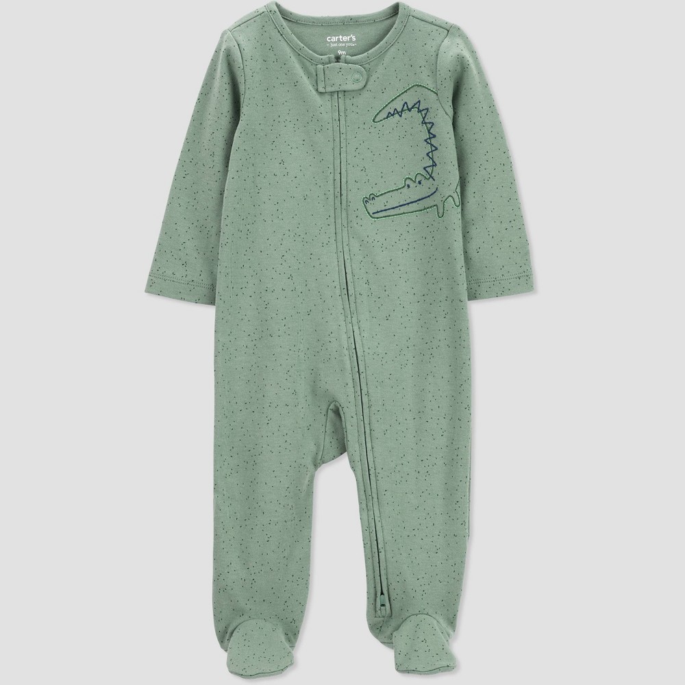 Carter's Just One You Baby Boys' Alligator Footed Pajama - Olive Green 9M