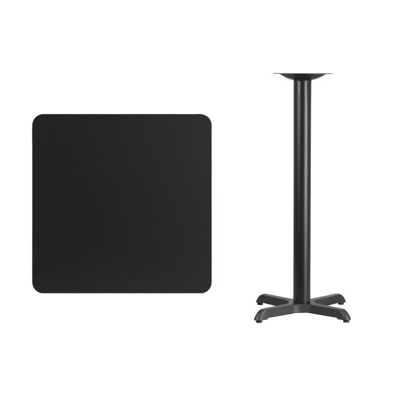 Flash Furniture 30'' Square Black Laminate Table Top with 22'' x 22'' Bar Height Table Base, 4 of 6