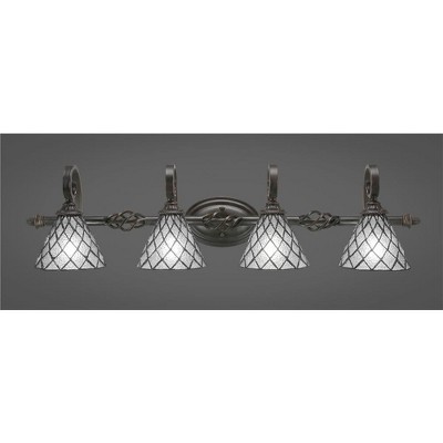 Toltec Lighting Elegante 4 - Light Vanity in  Dark Granite with 7" Diamond Ice Art Glass Shade