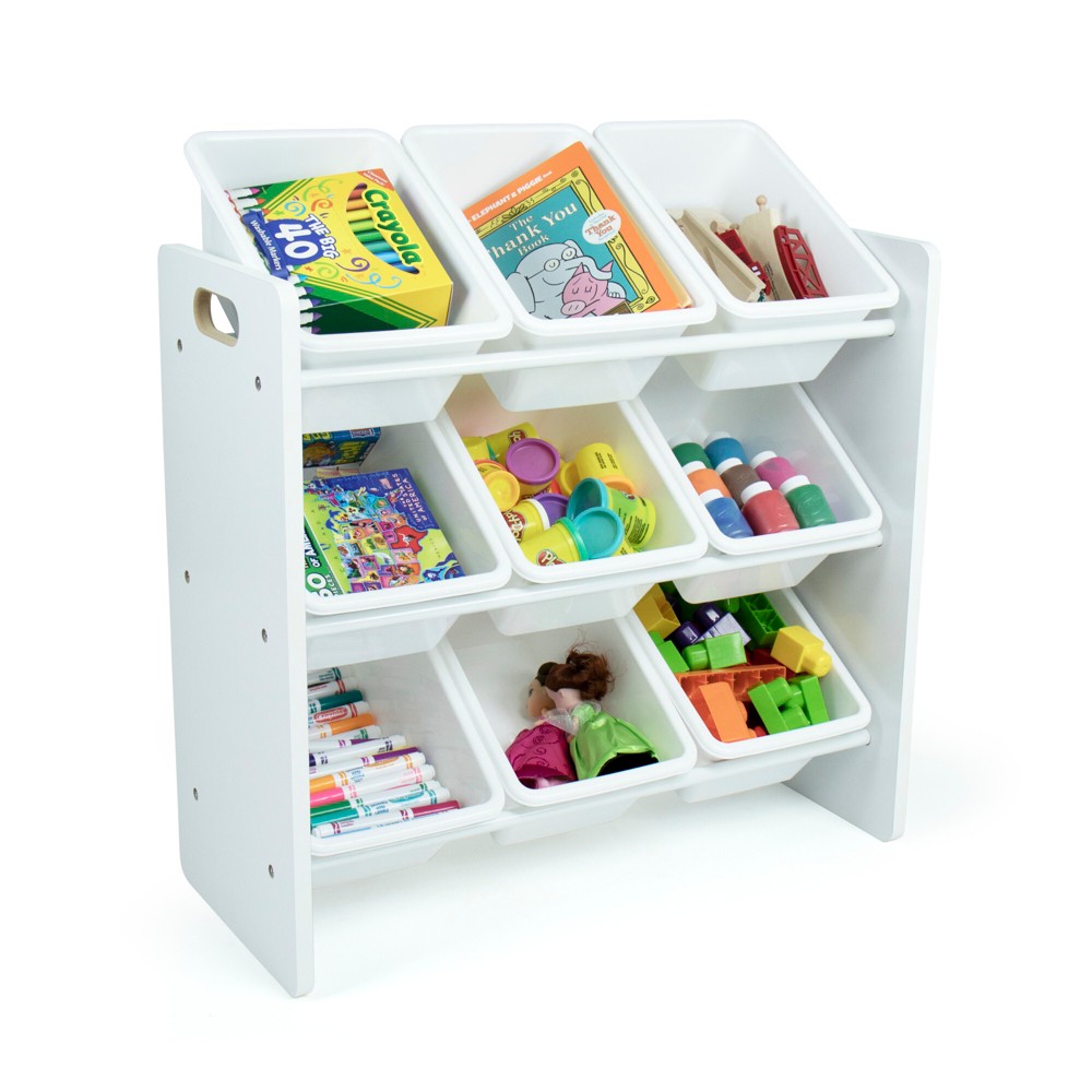 Photos - Wall Shelf Cambridge White Kids' Toy Storage Organizer with 9 Storage Bins White - Hu