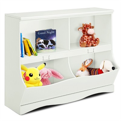 Costway Kids Toy Storage Organizer W/ 2-tier Bookshelf & Plastic Bins :  Target