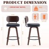 QingMoon Swivel Bar Stools Set of 2, 26" Counter Height Chairs, Faux Leather Upholstered Barstools with Walnut Back for Kitchen Island - 4 of 4