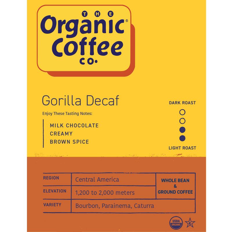Organic Coffee Co., Gorilla DECAF, 2lb (32oz) Whole Bean, Decaffeinated Coffee, 3 of 6