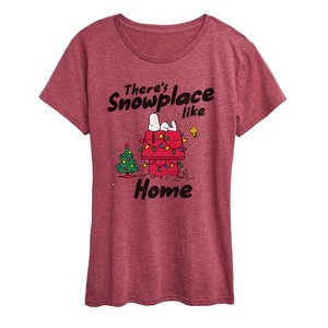 Women's - Peanuts - Theres Snowplace Like Home Short Sleeve Graphic T-Shirt - 1 of 4
