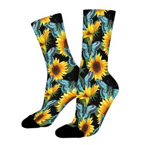 Sunflower Women Printed Crew Socks Funny Funky Socks Soft Polyester Novelty Gifts for Artists Men - 1 of 1
