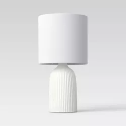 Fluted Ceramic Mini Table Lamp White - Threshold™