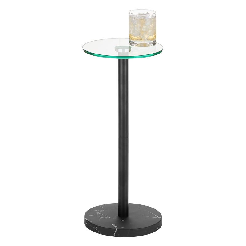 mDesign Metal/Glass Top Round Accent Side/End Drink Table Furniture, 1 of 8