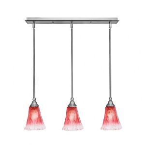 Toltec Lighting Any 3 - Light Chandelier in  Brushed Nickel with 5.5" Fluted Raspberry Crystal Shade - 1 of 1