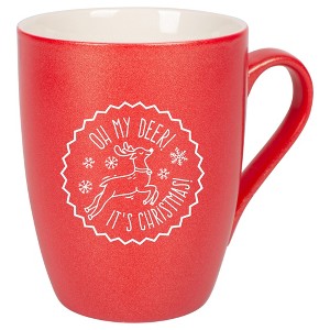 Elanze Designs Oh My Deer! It Is Christmas! Crimson Red 10 ounce New Bone China Coffee Cup Mug - 1 of 4