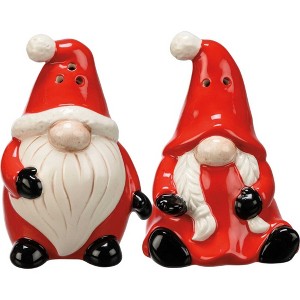 4.0 Inch Santa Gnome Salt And Pepper Set Beard Braid Christmas Salt And Pepper Shakers - 1 of 3