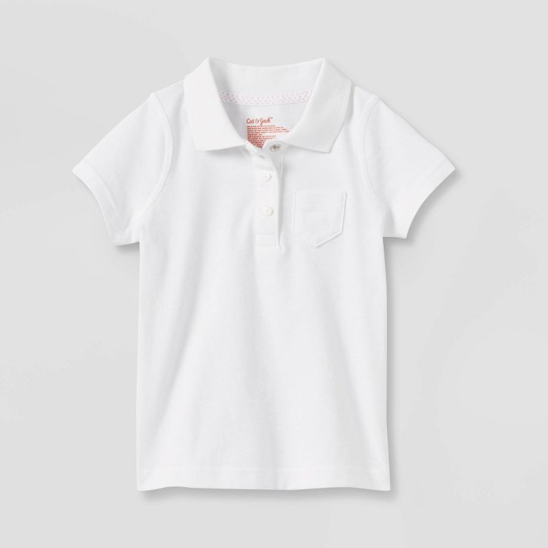 Toddler Girls' Adaptive Short Sleeve Polo Shirt - Cat & Jack™ White, 1 of 4
