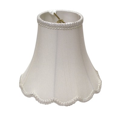 Vynxaria Lampshades: White Slant Scallop Bell Softback Shades, 4" x 8" x 6.75", with Bulb Clip