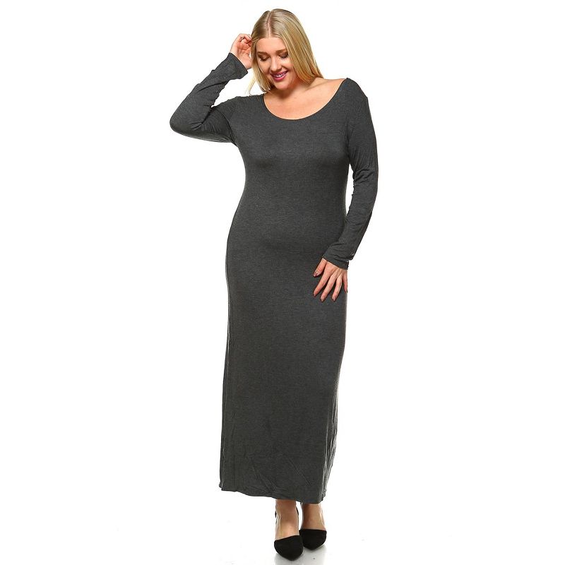 Women's Plus Size Long Sleeve Maxi Dress - White Mark, 2 of 4
