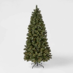 7 5ft Pre Lit Artificial Christmas Tree Slim Virginia Pine With Clear Lights Wondershop Target