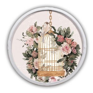 Creative Products Vintage Floral Birdcage 20 x 20 Round White Framed Print - 1 of 4