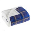 Reversible Plaid Fleece Blanket – 50I"x60" Machine Washable Faux Shearling Throw – Cozy Blanket for Couch, Chair, or Bed by Hastings Home - 3 of 4