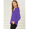 INSPIRE CHIC Women's Office Keyhole Elegant Stand Collar Long Sleeve Back Neck Button Blouse - 4 of 4