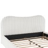 MaseiKar Sleek White Boucle Upholstered Bed with Wavy Headboard & Vertical Stitching, Queen - 4 of 4