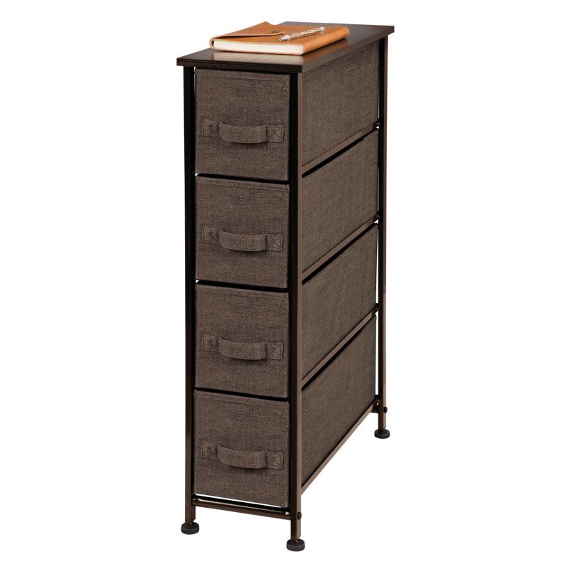 mDesign Narrow Dresser Storage Tower Stand with 4 Fabric Drawers,, 5 of 8