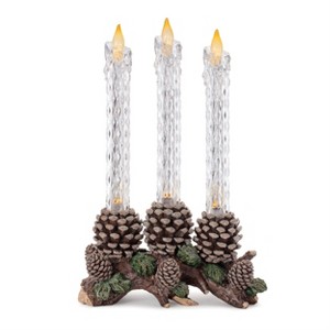Flameless LED Taper Candle Display with Pine Accents – 15.5" by Melrose - 1 of 3