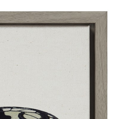 Gray Two Tone Butterfly Framed Canvas Wall Art, 22x22