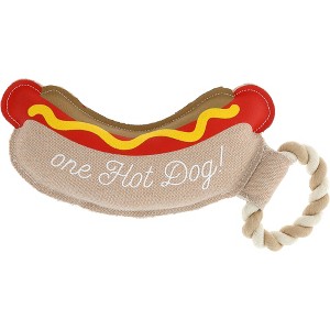 Pavilion Gift Company - Hot Dog - 12.75" Canvas Dog Toy on Rope - Pet Toy - 1 of 4