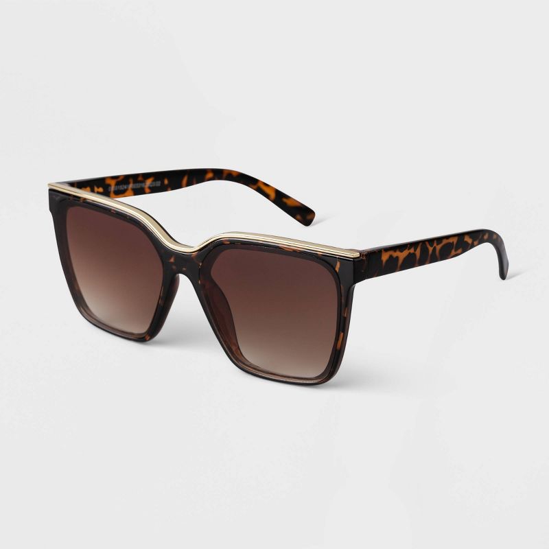 Women&#39;s Plastic Square Sunglasses - A New Day&#8482; Brown, 2 of 5